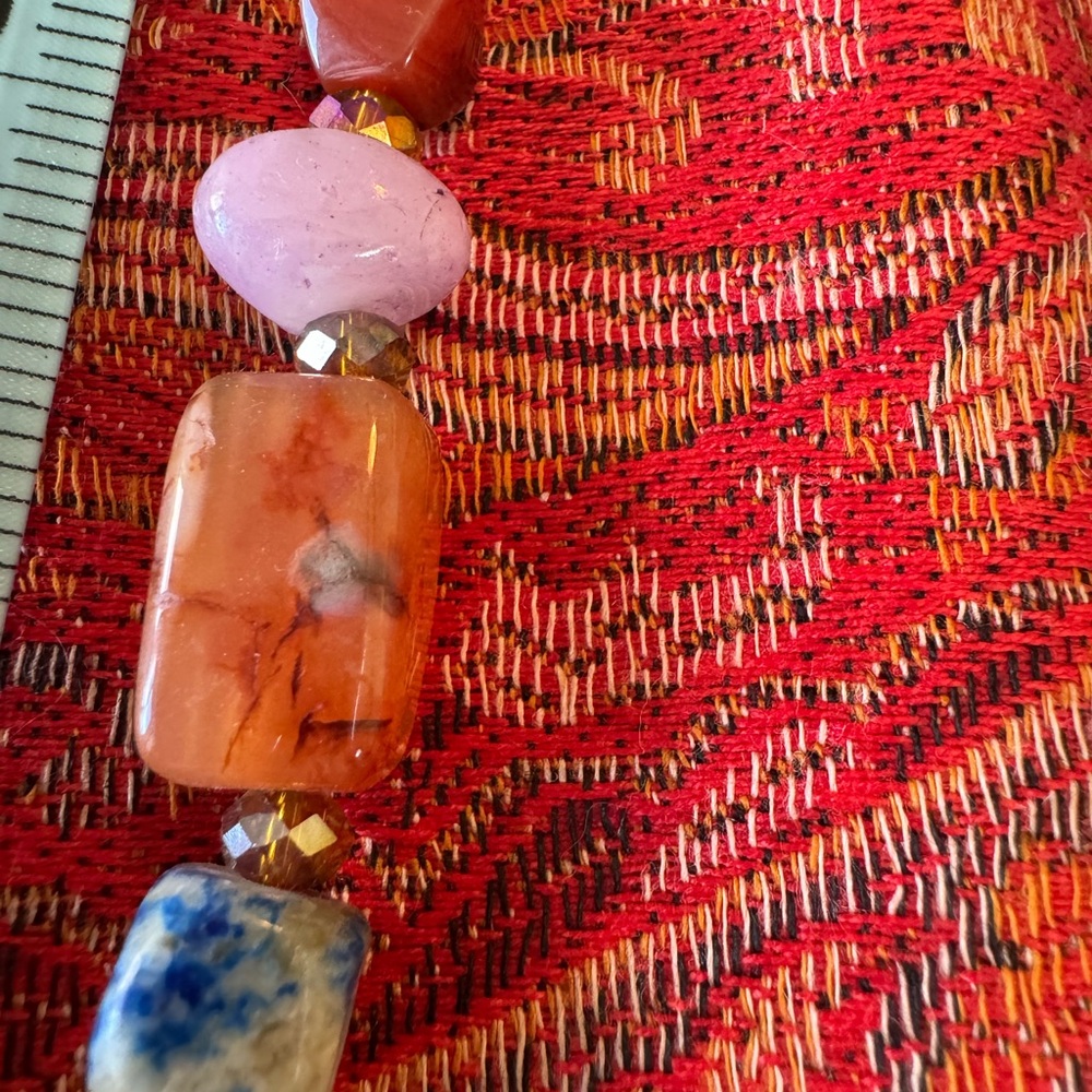 Unique necklace with variety of colors.